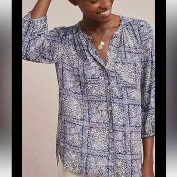 2 for$15 Anthropologie Purple Paisley Tunic Top - Picture 2 of 10